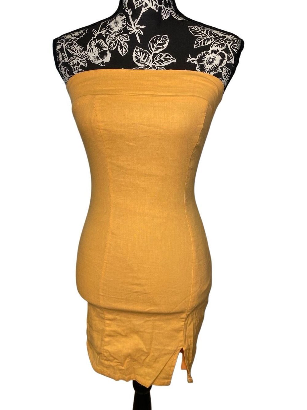 Thatssofetch Orange Linen Blend Strapless Mini Dress Bodycon Tube NWT Summer